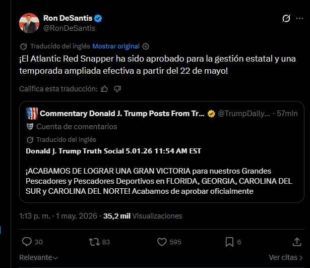 El mensaje de Ron DeSantis en redes sociales