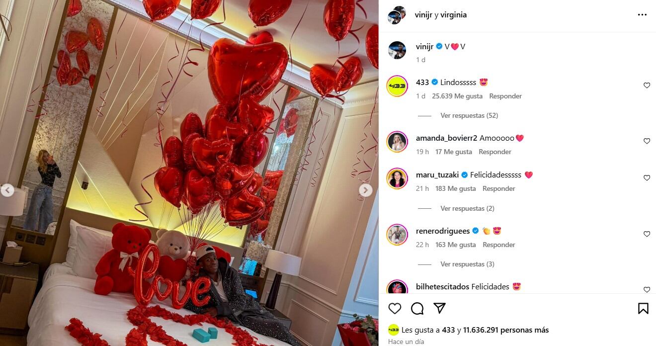 El posteo que oficializó el romance entre Vinicius y Virginia Fonseca