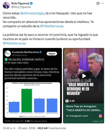 El ogobernador Rodolfo Quiroga respondió a las declaraciones de Alfonso Prat Gay, quien señaló que