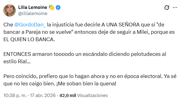 Así discutía Lemoine con el Gordo Dan en redes sociales el viernes por la noche