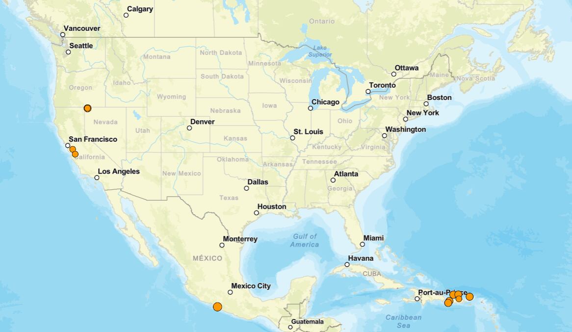 Reporte oficial de los temblores ocurridos en EE.UU. durante las últimas horas