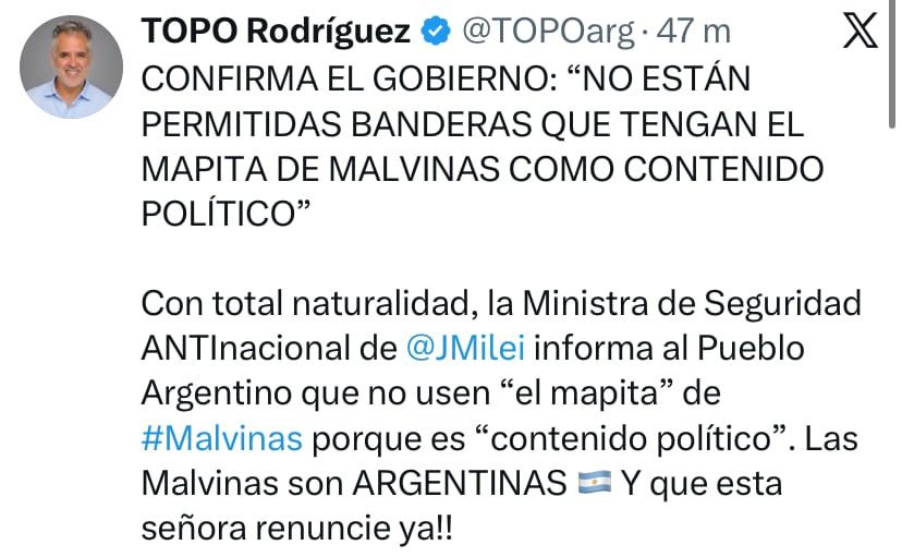 El posteo de Alejandro 'Topo' Rodríguez