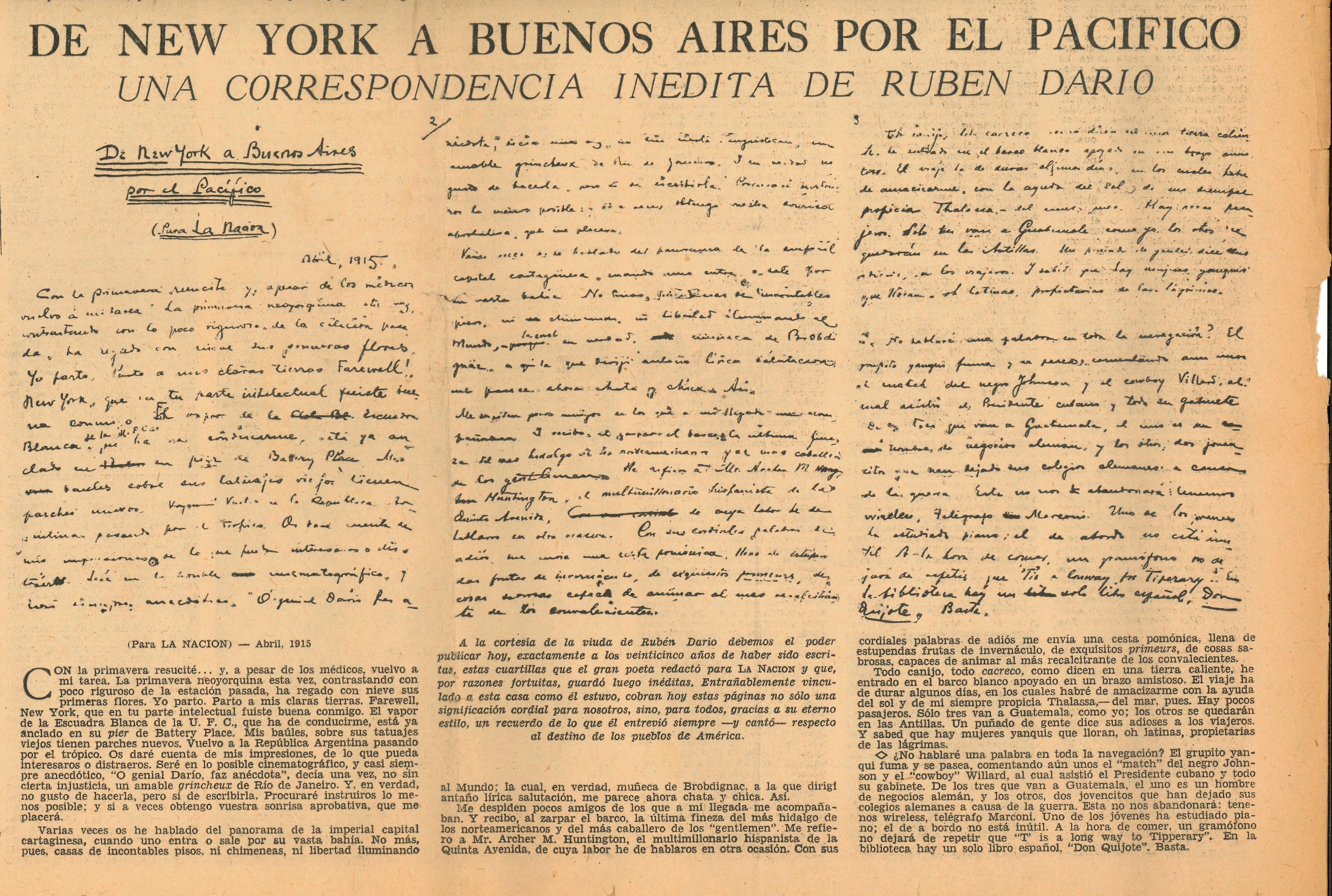 De New York a Buenos Aires por el Pacífico