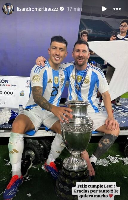 Lisandro Martínez se sumó a los festejos de Messi