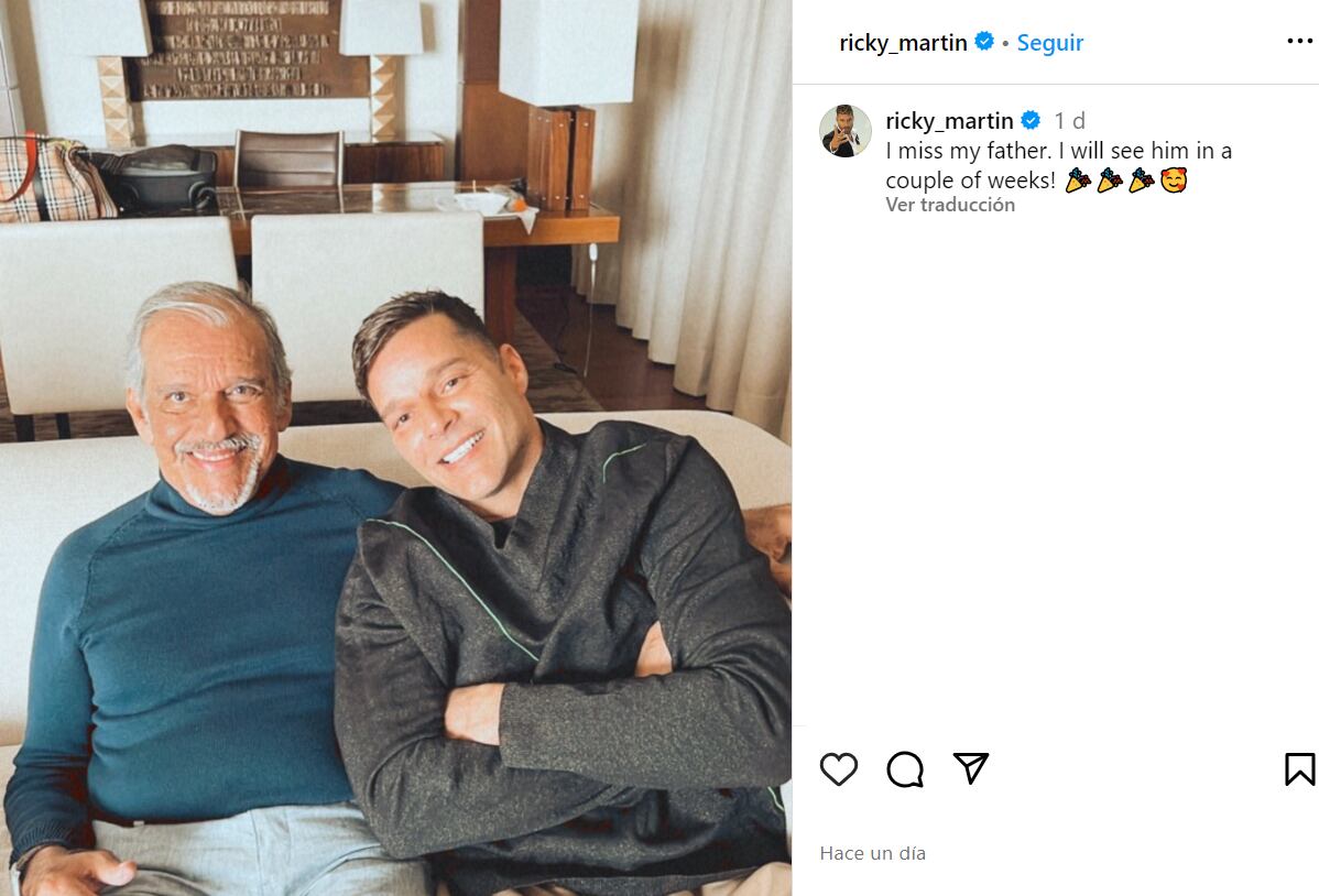 Ricky Martin publicó una foto junto a su padre y todos se sorprendieron al ver el parecido entre ellos