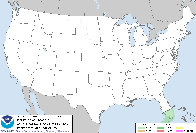 Se esperan tormentas en el sur de Florida, según destacó el SPC