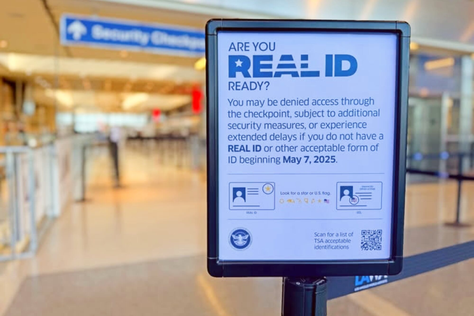 Los pasajeros que presenten una identificación que no cumpla con la norma Real ID u otra alternativa aceptable, pueden esperar enfrentar demora