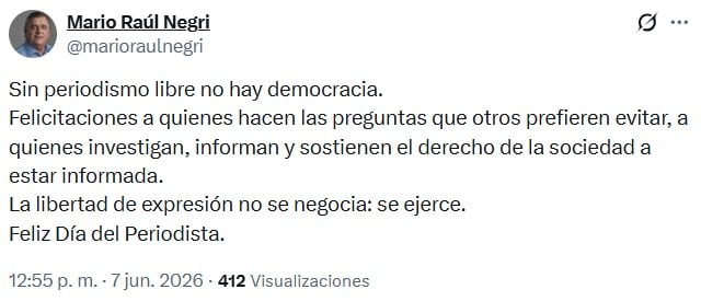 El posteo de Negri