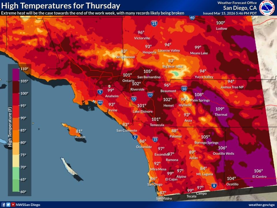 Noticias de California hoy, en vivo: alerta por calor en Los Ángeles y Trump y Newson mantienen su pelea extrema 11 Las temperaturas máximas superarán los 30 grados por encima del promedio estacional en algunas localidades para el jueves; es probable que se rompan récords de temperatura máxima diaria en muchos lugares