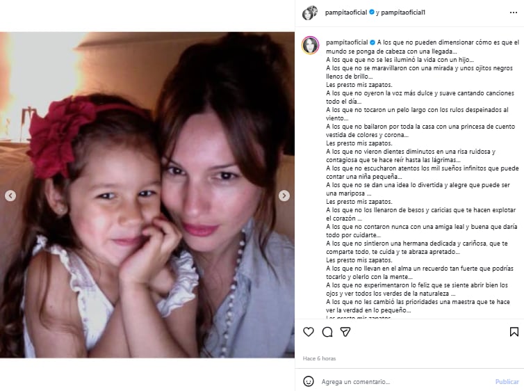 El posteo de Pampita en honor a su hija Blanca (Foto: Instagram @pampitaoficial)