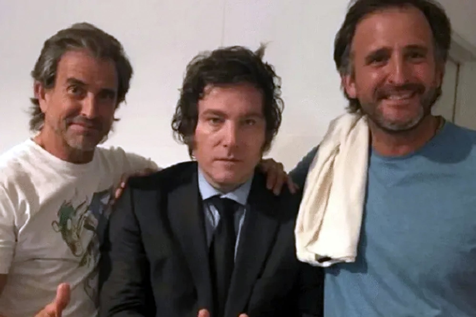 Milei con los hermanos Benegas Lynch, Bertie y Joaquín