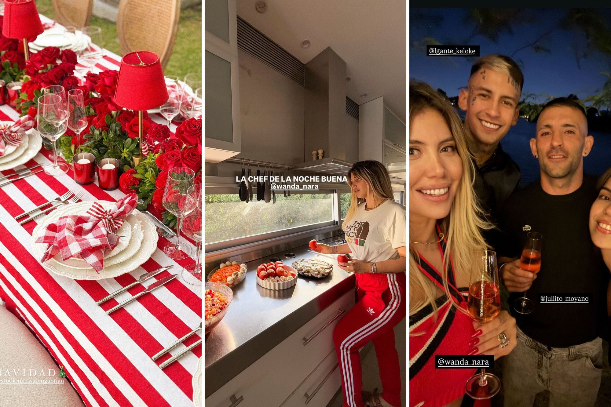 Wanda Nara celebró la Navidad rodeada de amigos y familia
