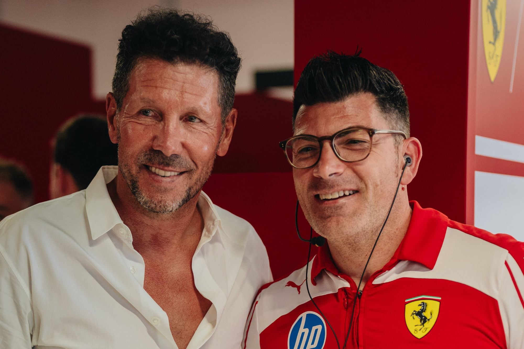 Simeone se acercó a saludar a Ferrari y le dejaron un cariñoso mensaje en redes: