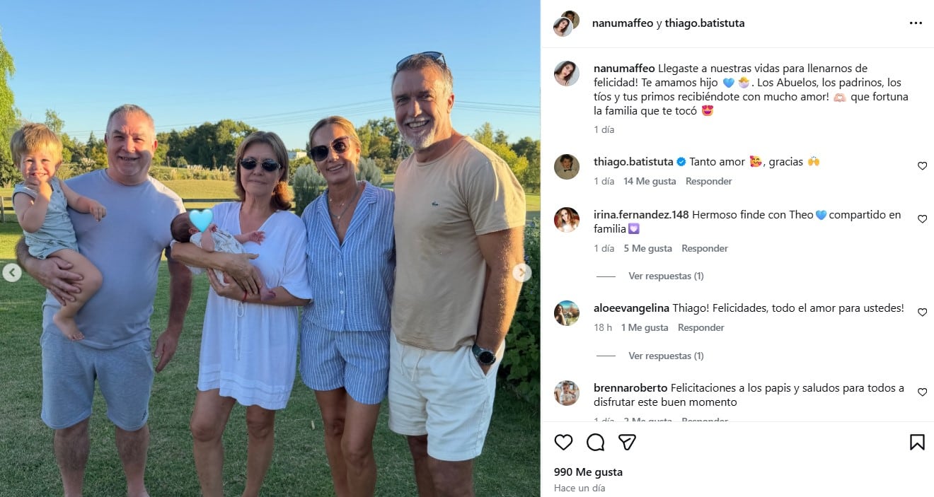 La publicación de Nanu Maffeo donde participa Gabriel Batistuta