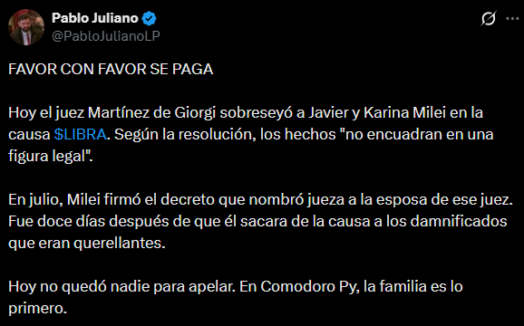 Pablo Juliano dijo que