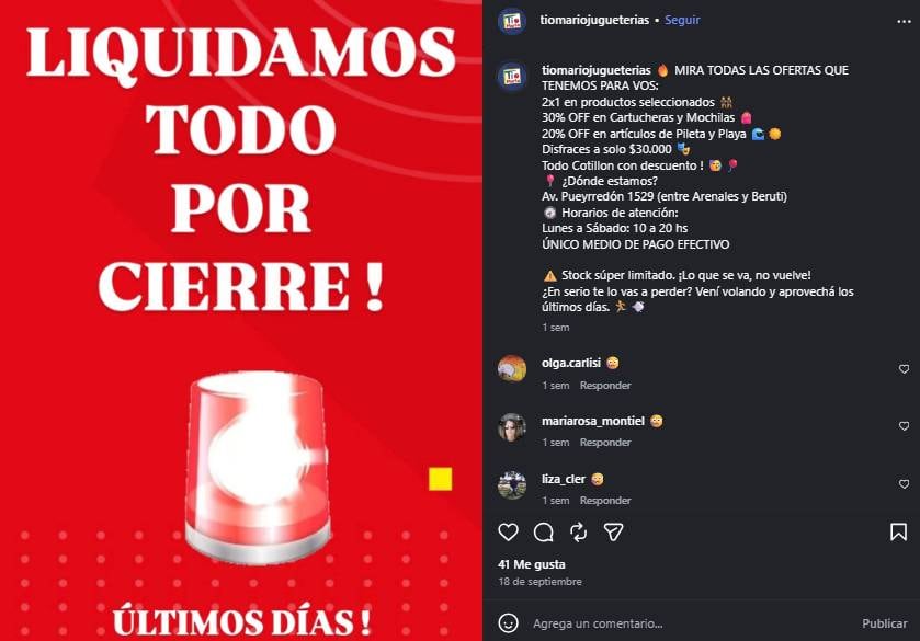En medio de la caída del consumo y el boom de los productos importados, cerró una reconocida juguetería.