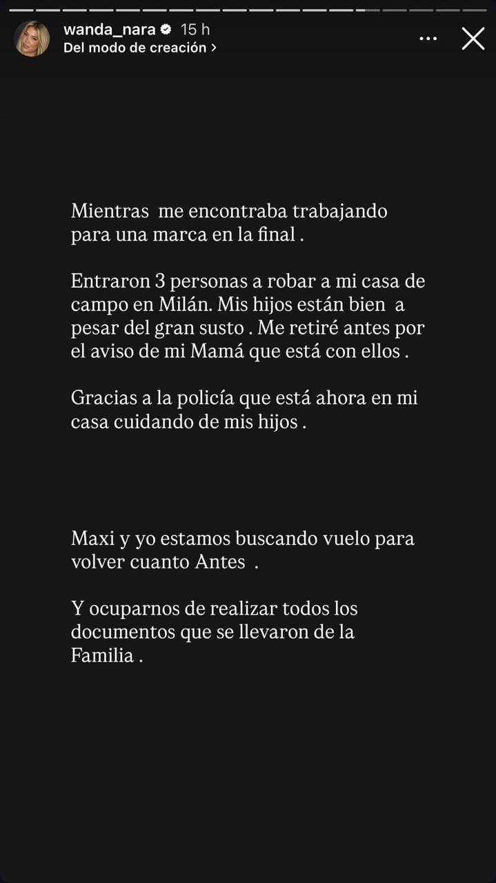 Entraron a robar a la casa de Wanda Nara