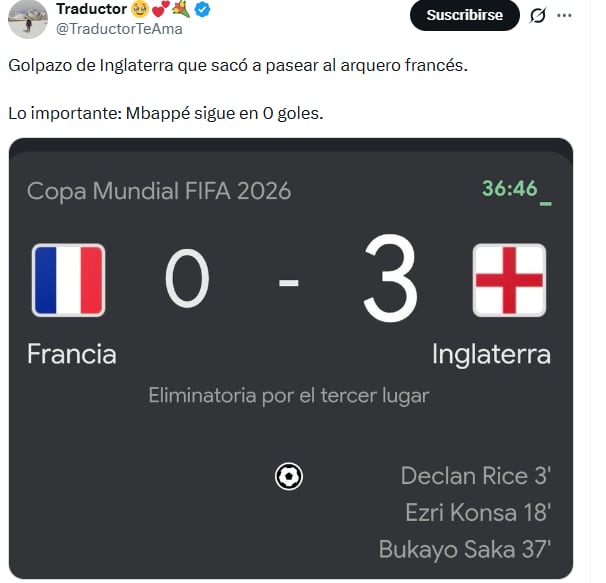 Inglaterra golea a Francia y los memes estallaron en las redes