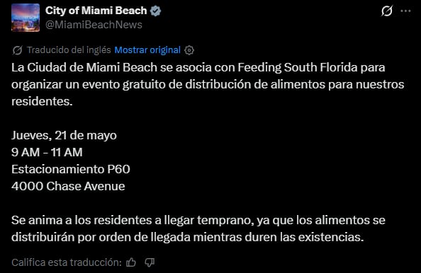 Miami Beach ofrecerá alimentos gratuitos para las personas que lo necesiten