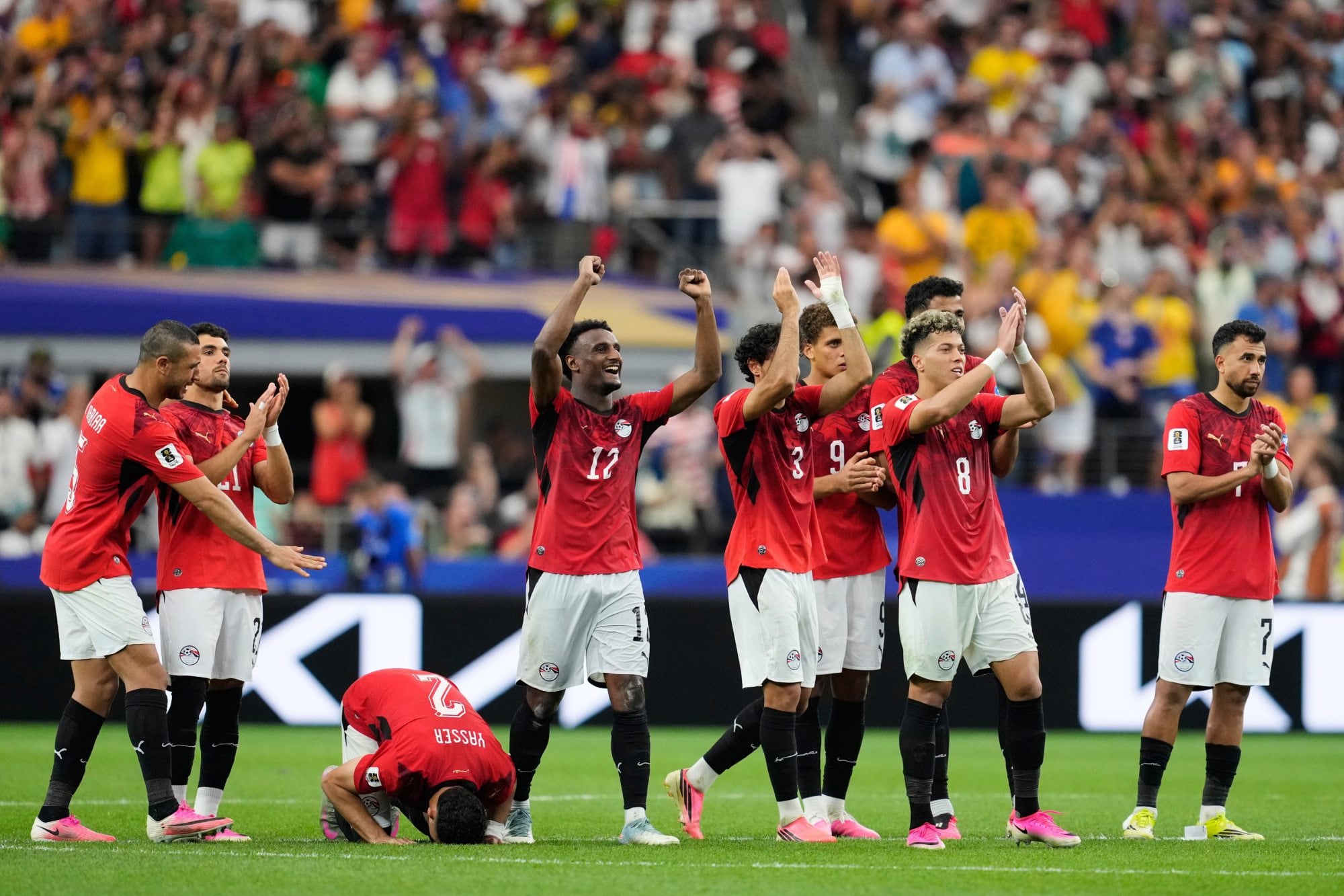 El festejo de los jugadores egipcios durante la definición por penales ante Australia