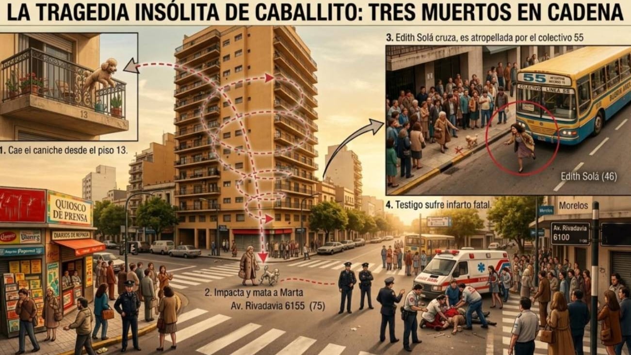 Cayó un caniche desde un piso 13 y murieron tres personas: a 38 años del insólito accidente que conmovió a Caballito