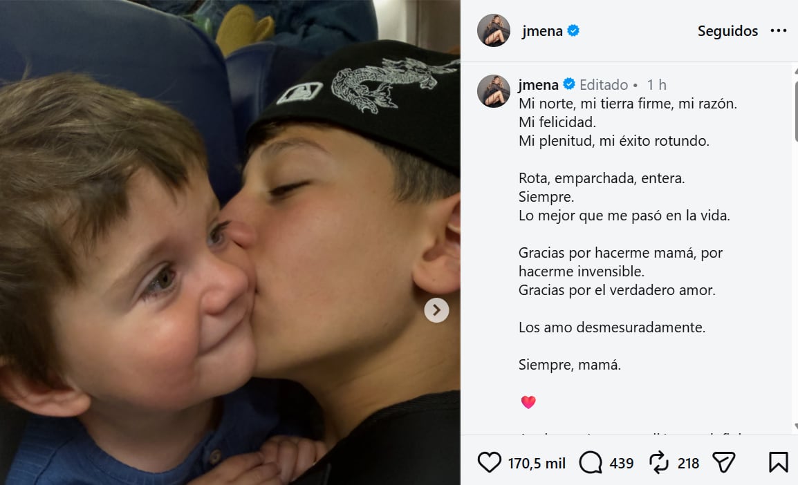 El tienro posteo de Jimena Barón por el Día de la Madre