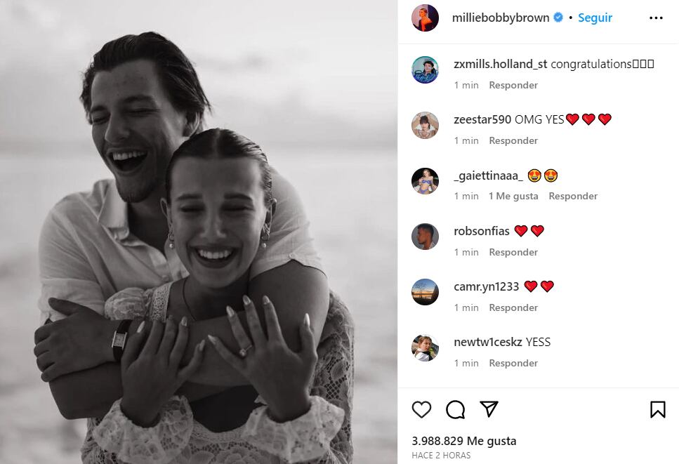 Millie Bobby Brown el día que se comprometió