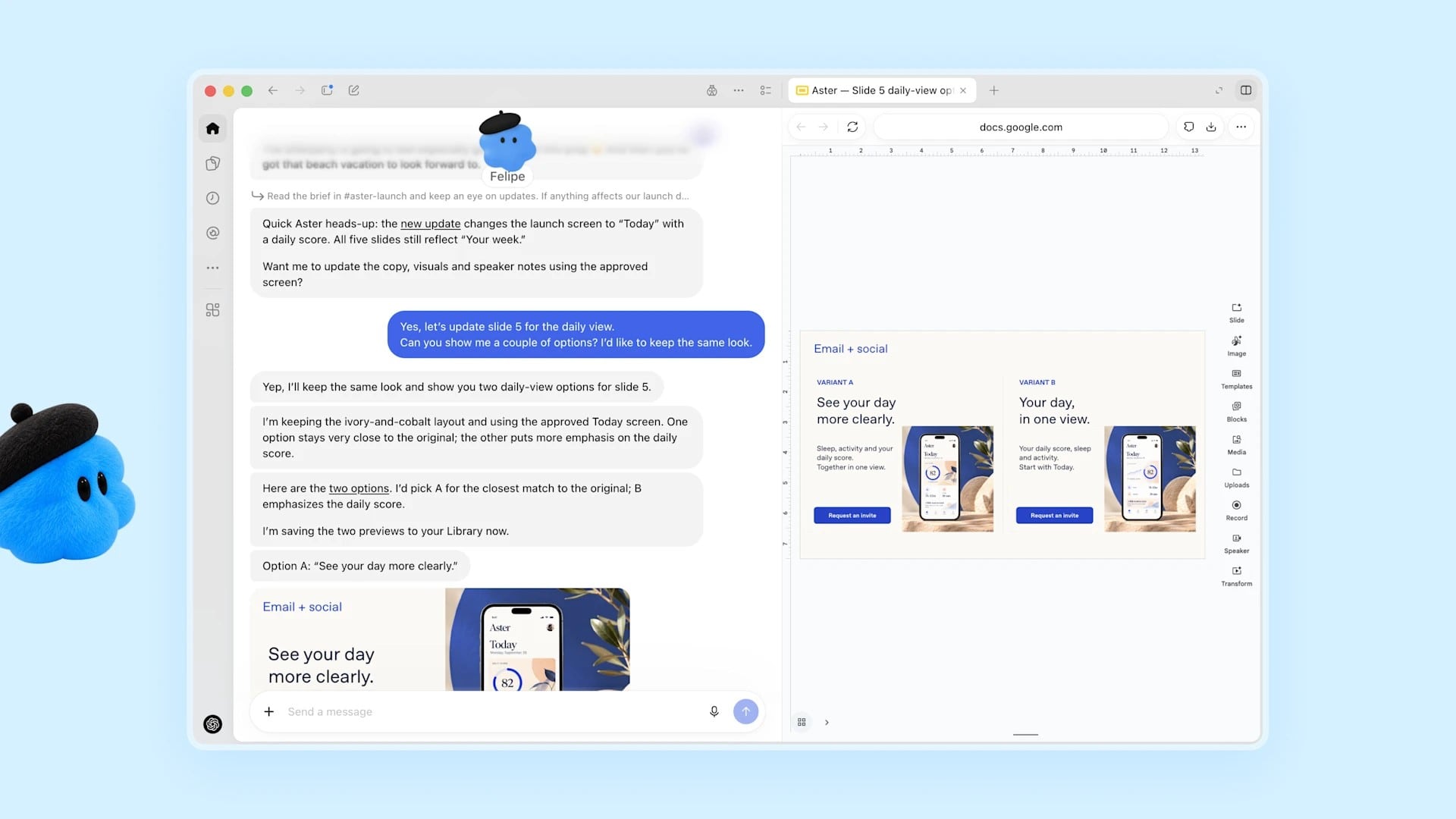 Una captura de pantalla que muestra cómo funcionan los Dots, agentes de IA de OpenAI