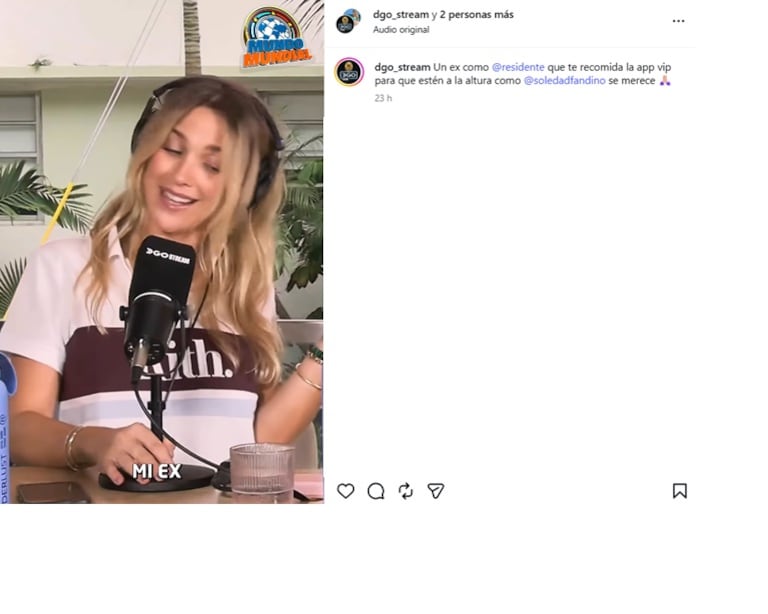 Soledad Fandiño contó la recomendación del padre de su hijo para volver a apostar al amor (Foto: Captura Instagram/@dgo_stream)