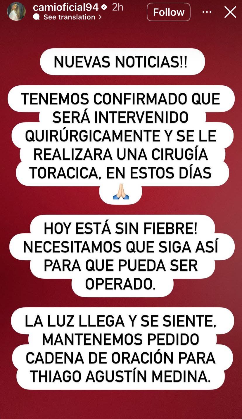 Camila, hermana de Thiago Medina, confirmó que el exparticipante de Gran Hermano será operado