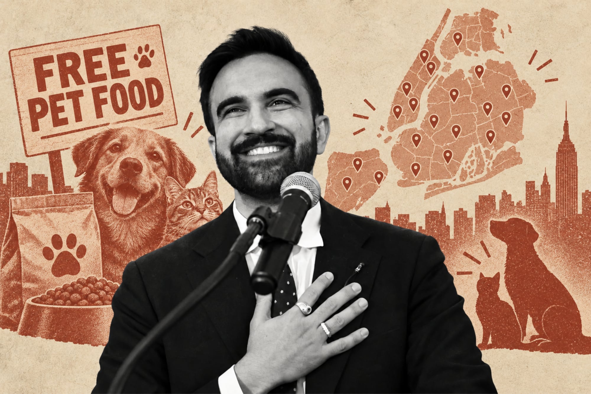 Mamdani anunció que Nueva York dará comida gratis a perros y gatos en 22 puntos de la ciudad