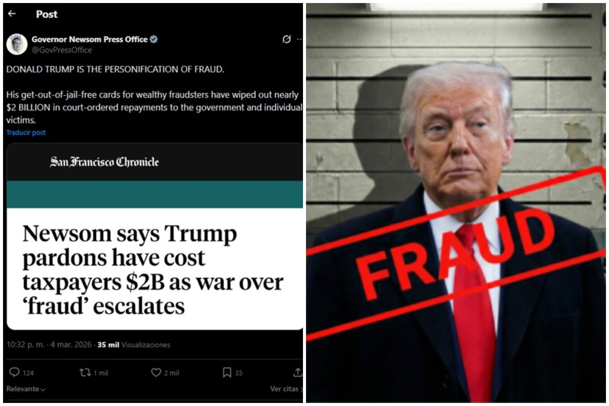 Gavin Newsom vuelve a señalar a Trump como fraude en un nuevo posteo de redes sociales