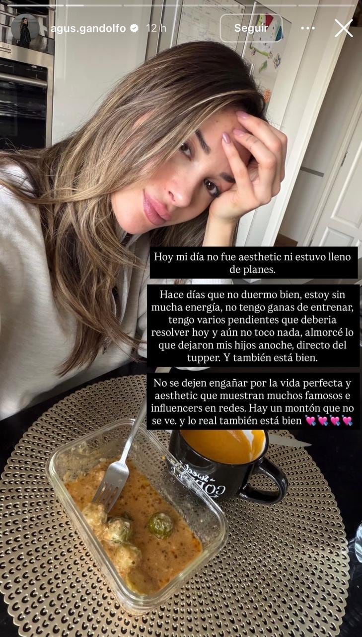 El mensaje que compartió Agustina Gandolfo (Foto: Instagram @agus.gandolfo)
