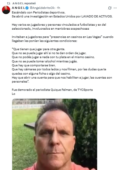 Información difundida por Ángel de Brito en su cuenta de X