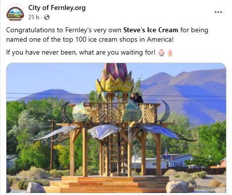 Steve's Homemade Ice Cream es una atracción turística en la ciudad de Frenley. Facebook / City of Frenley.com