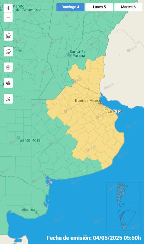 Las alertas para este domingo.