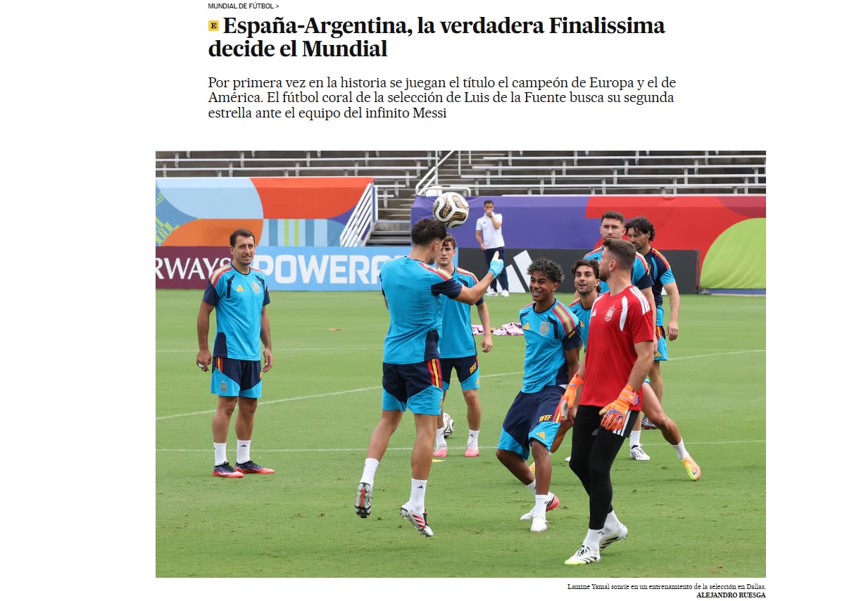 Así es el título de El País sobre la final del Mundial 2026