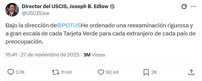La revisión de las green cards fueron confirmadas por el director del Uscis