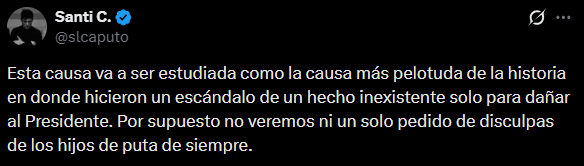 La publicación de Santiago Caputo
