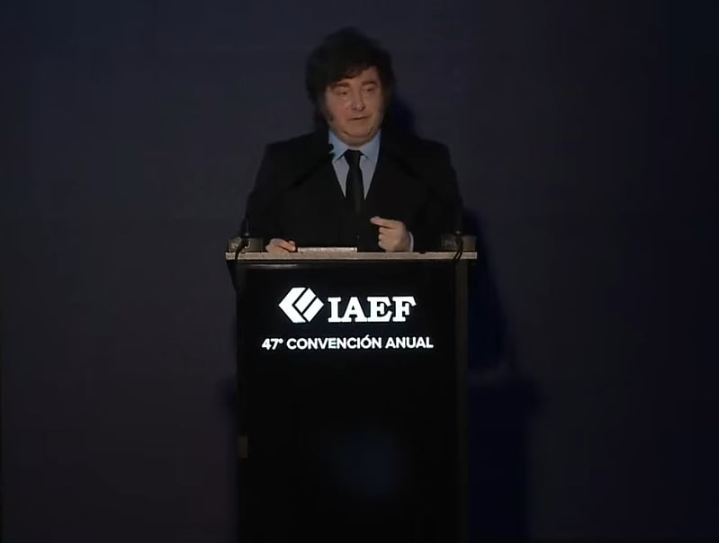El presidente Javier Milei en la 47° convención anual del Instituto Argentino de Ejecutivos de Finanzas (IAEF)