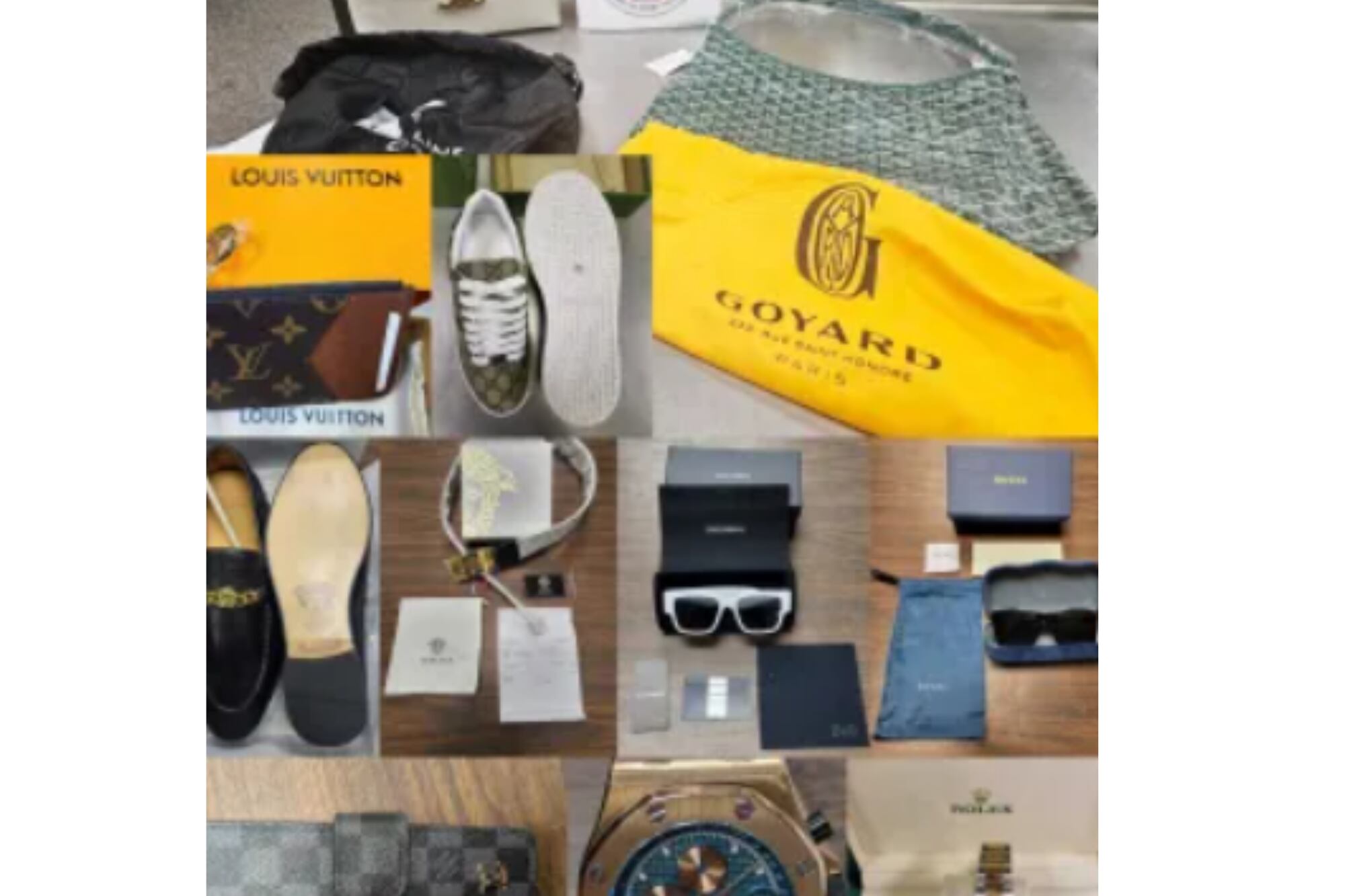 Bolsos, carteras y relojes de diseñador apócrifos fueron confiscados en la frontera de EE.UU.