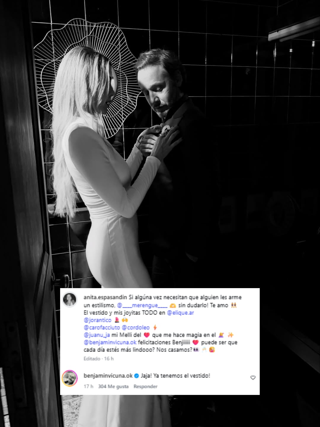 Anita Espasandin le preguntó a Benjamín Vicuña si se casaban y él le respondió que ya tenían el vestido (Foto: Instagram @anita.espasandin)