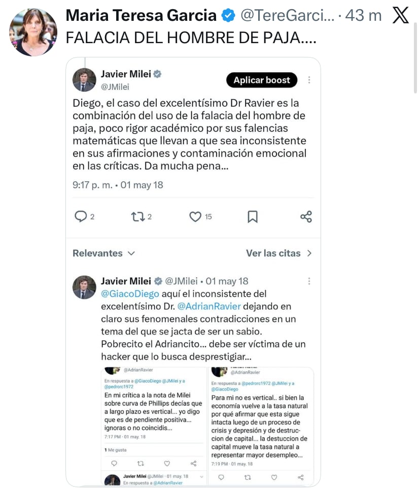 El posteo de la peronista Teresa García