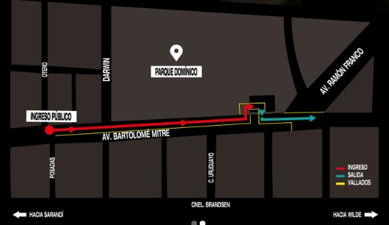 El ingreso al predio será únicamente por Av. Bartolomé Mitre y Gral. Otero