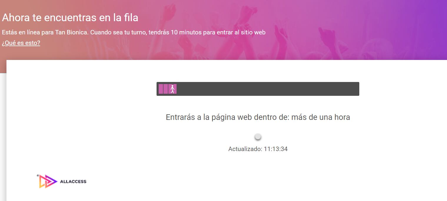 Se recomienda a los fanáticos ingresar a la página un poco antes para asegurarse su lugar