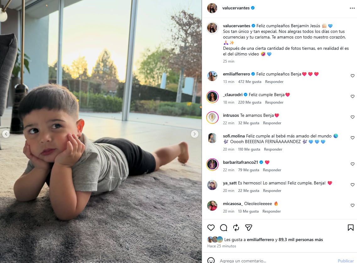 Valu Cervantes festejó los tres años de Benjamín