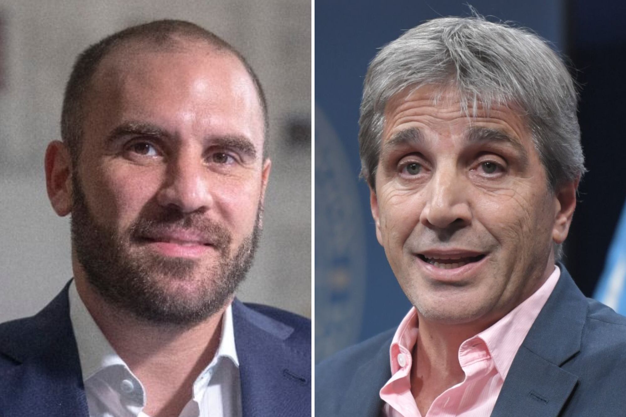 El exministro de Economía Martín Guzmán y el actual titular del Palacio de Hacienda, Luis Caputo