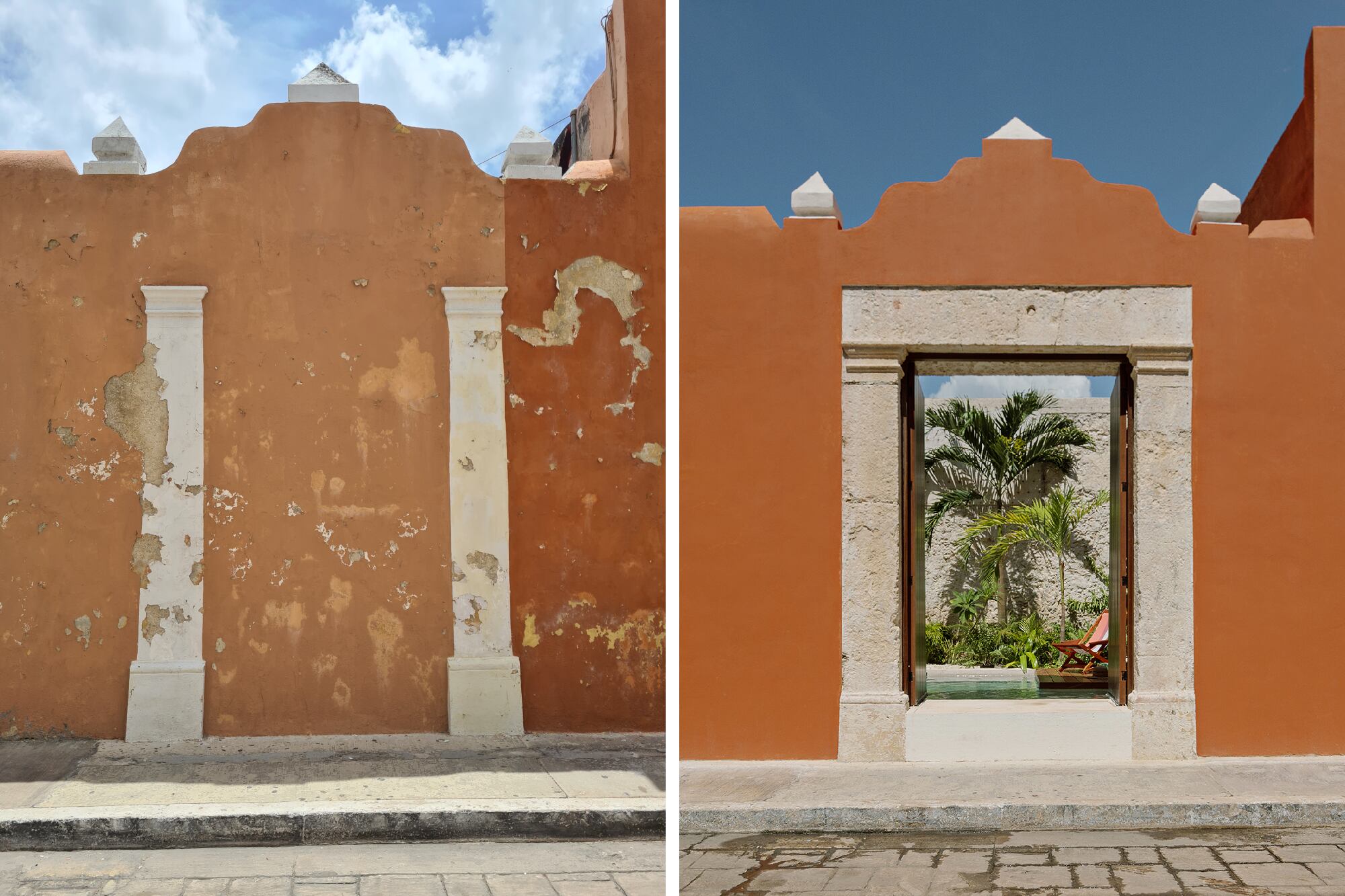 Antes y después. Se proyectó una puerta-ventana que permite ingresar a la casa y acceder directamente a la pileta.