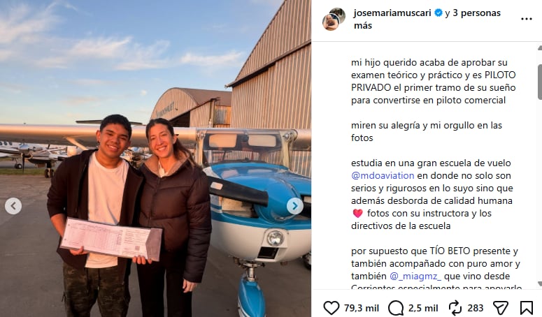 El posteo de José María Muscari sobre su hijo Lucio