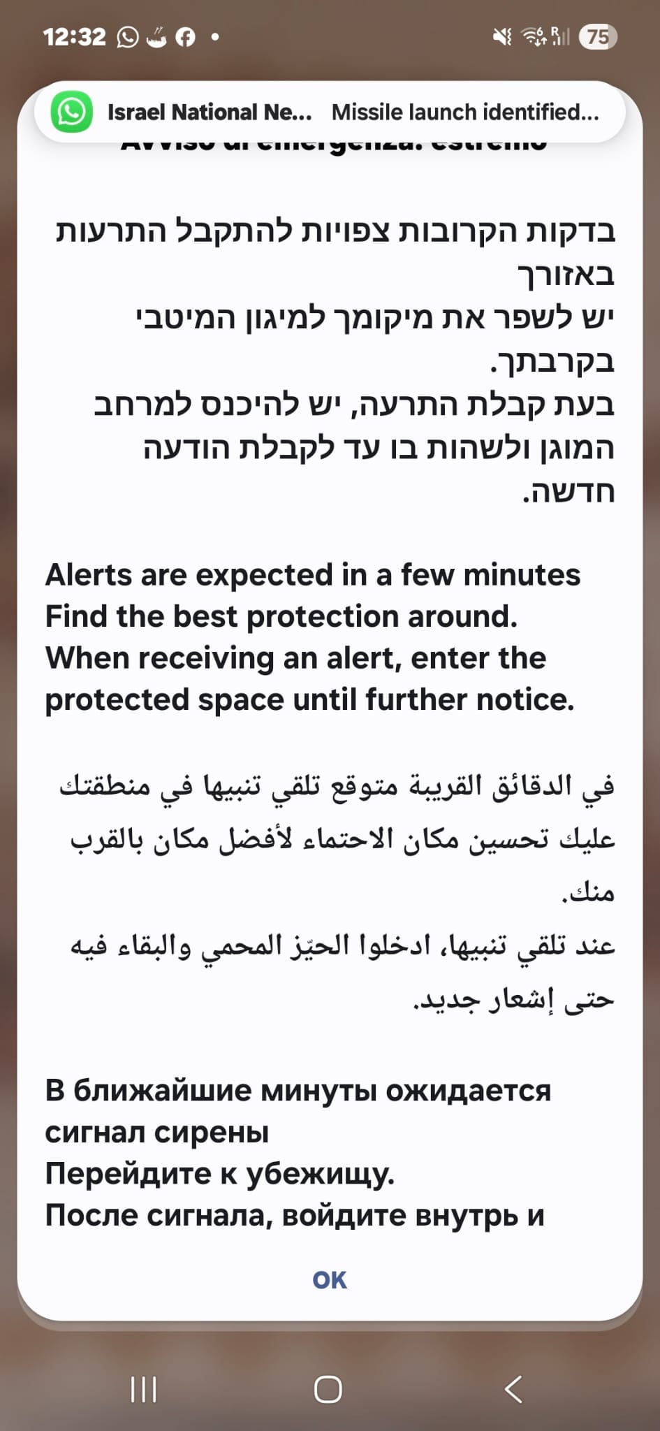 Las alertas de ataques que llegan a los celulares en Israel